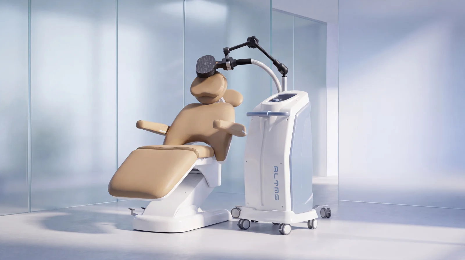 ALTMS Blossom TMS chair and console in a treatment room